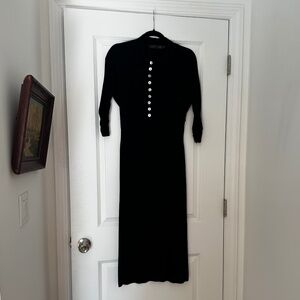 Christy Dawn black fitted button-up dress
